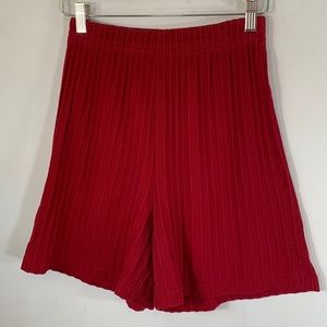 Morgan Sport Vintage High Waisted Textured Women’s Size L Red Elastic Shorts
